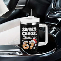 Sweet Chaos Thanks to 67 Tumbler With Handle Funny Christmas Cookie Meme with Sprinkles - Wonder Print Shop