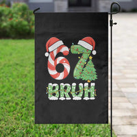 Funny 67 Bruh Christmas Garden Flag Candy Cane and Xmas Tree Six Seven Meme Holiday Lights - Wonder Print Shop