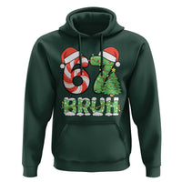 Funny 67 Bruh Christmas Hoodie Candy Cane and Xmas Tree Six Seven Meme Holiday Lights - Wonder Print Shop