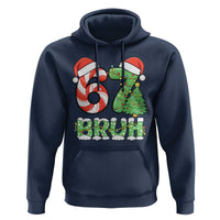 Funny 67 Bruh Christmas Hoodie Candy Cane and Xmas Tree Six Seven Meme Holiday Lights - Wonder Print Shop