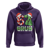 Funny 67 Bruh Christmas Hoodie Candy Cane and Xmas Tree Six Seven Meme Holiday Lights - Wonder Print Shop