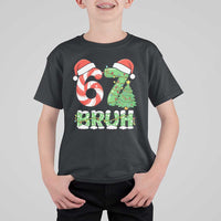 Funny 67 Bruh Christmas T Shirt For Kid Candy Cane and Xmas Tree Six Seven Meme Holiday Lights - Wonder Print Shop