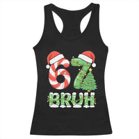 Funny 67 Bruh Christmas Racerback Tank Top Candy Cane and Xmas Tree Six Seven Meme Holiday Lights - Wonder Print Shop
