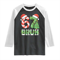 Funny 67 Bruh Christmas Raglan Shirt Candy Cane and Xmas Tree Six Seven Meme Holiday Lights - Wonder Print Shop