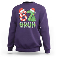 Funny 67 Bruh Christmas Sweatshirt Candy Cane and Xmas Tree Six Seven Meme Holiday Lights - Wonder Print Shop