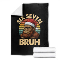 Six Seven Bruh Meme Christmas Bigfoot Throw Blanket 67 Sasquatch Santa Retro Holiday - Wonder Print Shop