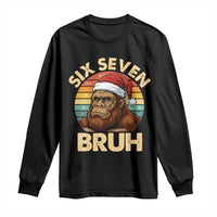 Six Seven Bruh Meme Christmas Bigfoot Long Sleeve Shirt 67 Sasquatch Santa Retro Holiday - Wonder Print Shop