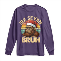 Six Seven Bruh Meme Christmas Bigfoot Long Sleeve Shirt 67 Sasquatch Santa Retro Holiday - Wonder Print Shop