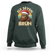 Six Seven Bruh Meme Christmas Bigfoot Sweatshirt 67 Sasquatch Santa Retro Holiday - Wonder Print Shop