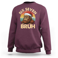 Six Seven Bruh Meme Christmas Bigfoot Sweatshirt 67 Sasquatch Santa Retro Holiday - Wonder Print Shop