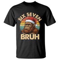 Six Seven Bruh Meme Christmas Bigfoot T Shirt 67 Sasquatch Santa Retro Holiday - Wonder Print Shop