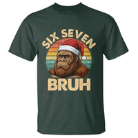 Six Seven Bruh Meme Christmas Bigfoot T Shirt 67 Sasquatch Santa Retro Holiday - Wonder Print Shop