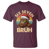 Six Seven Bruh Meme Christmas Bigfoot T Shirt 67 Sasquatch Santa Retro Holiday - Wonder Print Shop