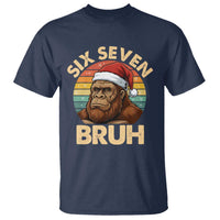 Six Seven Bruh Meme Christmas Bigfoot T Shirt 67 Sasquatch Santa Retro Holiday - Wonder Print Shop