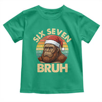 Six Seven Bruh Meme Christmas Bigfoot Toddler T Shirt 67 Sasquatch Santa Retro Holiday - Wonder Print Shop