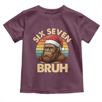 Six Seven Bruh Meme Christmas Bigfoot Toddler T Shirt 67 Sasquatch Santa Retro Holiday - Wonder Print Shop