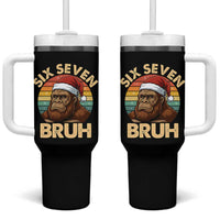 Six Seven Bruh Meme Christmas Bigfoot Tumbler With Handle 67 Sasquatch Santa Retro Holiday - Wonder Print Shop