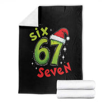 Six Seven Christmas Meme Throw Blanket Funny Green Grinchy 6 7 with Santa Hat - Wonder Print Shop