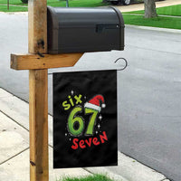 Six Seven Christmas Meme Garden Flag Funny Green Grinchy 6 7 with Santa Hat - Wonder Print Shop