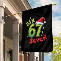 Six Seven Christmas Meme Garden Flag Funny Green Grinchy 6 7 with Santa Hat - Wonder Print Shop