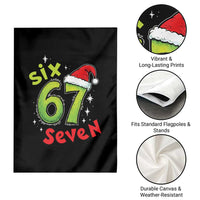 Six Seven Christmas Meme Garden Flag Funny Green Grinchy 6 7 with Santa Hat - Wonder Print Shop