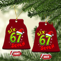 Six Seven Christmas Meme Ceramic Ornament Funny Green Grinchy 6 7 with Santa Hat - Wonder Print Shop