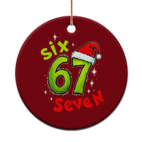 Six Seven Christmas Meme Ceramic Ornament Funny Green Grinchy 6 7 with Santa Hat - Wonder Print Shop