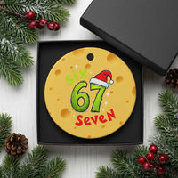 Six Seven Christmas Meme Ceramic Ornament Funny Green Grinchy 6 7 with Santa Hat - Wonder Print Shop