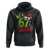 Six Seven Christmas Meme Hoodie Funny Green Grinchy 6 7 with Santa Hat - Wonder Print Shop
