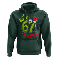Six Seven Christmas Meme Hoodie Funny Green Grinchy 6 7 with Santa Hat - Wonder Print Shop