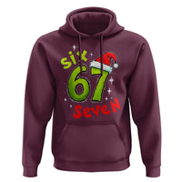 Six Seven Christmas Meme Hoodie Funny Green Grinchy 6 7 with Santa Hat - Wonder Print Shop