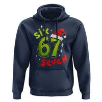 Six Seven Christmas Meme Hoodie Funny Green Grinchy 6 7 with Santa Hat - Wonder Print Shop