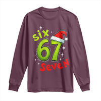 Six Seven Christmas Meme Long Sleeve Shirt Funny Green Grinchy 6 7 with Santa Hat - Wonder Print Shop