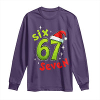 Six Seven Christmas Meme Long Sleeve Shirt Funny Green Grinchy 6 7 with Santa Hat - Wonder Print Shop