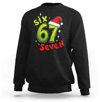 Six Seven Christmas Meme Sweatshirt Funny Green Grinchy 6 7 with Santa Hat - Wonder Print Shop