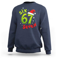 Six Seven Christmas Meme Sweatshirt Funny Green Grinchy 6 7 with Santa Hat - Wonder Print Shop