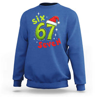Six Seven Christmas Meme Sweatshirt Funny Green Grinchy 6 7 with Santa Hat - Wonder Print Shop