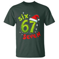 Six Seven Christmas Meme T Shirt Funny Green Grinchy 6 7 with Santa Hat - Wonder Print Shop