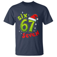 Six Seven Christmas Meme T Shirt Funny Green Grinchy 6 7 with Santa Hat - Wonder Print Shop