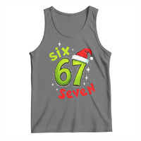Six Seven Christmas Meme Tank Top Funny Green Grinchy 6 7 with Santa Hat - Wonder Print Shop