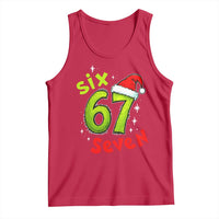 Six Seven Christmas Meme Tank Top Funny Green Grinchy 6 7 with Santa Hat - Wonder Print Shop