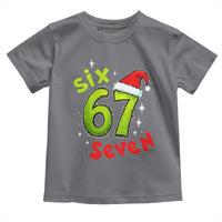 Six Seven Christmas Meme Toddler T Shirt Funny Green Grinchy 6 7 with Santa Hat - Wonder Print Shop