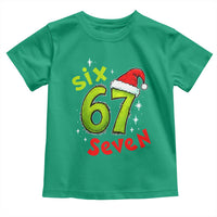 Six Seven Christmas Meme Toddler T Shirt Funny Green Grinchy 6 7 with Santa Hat - Wonder Print Shop