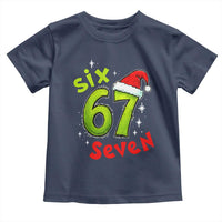 Six Seven Christmas Meme Toddler T Shirt Funny Green Grinchy 6 7 with Santa Hat - Wonder Print Shop