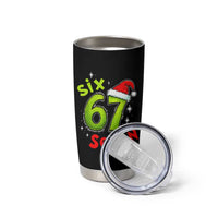 Six Seven Christmas Meme Tumbler Cup Funny Green Grinchy 6 7 with Santa Hat - Wonder Print Shop