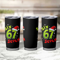 Six Seven Christmas Meme Tumbler Cup Funny Green Grinchy 6 7 with Santa Hat - Wonder Print Shop