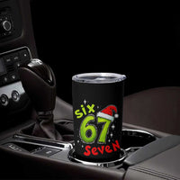 Six Seven Christmas Meme Tumbler Cup Funny Green Grinchy 6 7 with Santa Hat - Wonder Print Shop