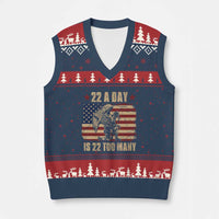 American Veteran V-Neck Knit Sweater Vest 22 A Day Is 22 Too Many Veteran Lives Matter - Wonder Print Shop