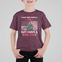 American Veteran T Shirt For Kid I May Not Have A PhD But Have A DD-214 US Bald Eagle