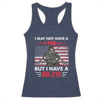 American Veteran Racerback Tank Top I May Not Have A PhD But Have A DD-214 US Bald Eagle